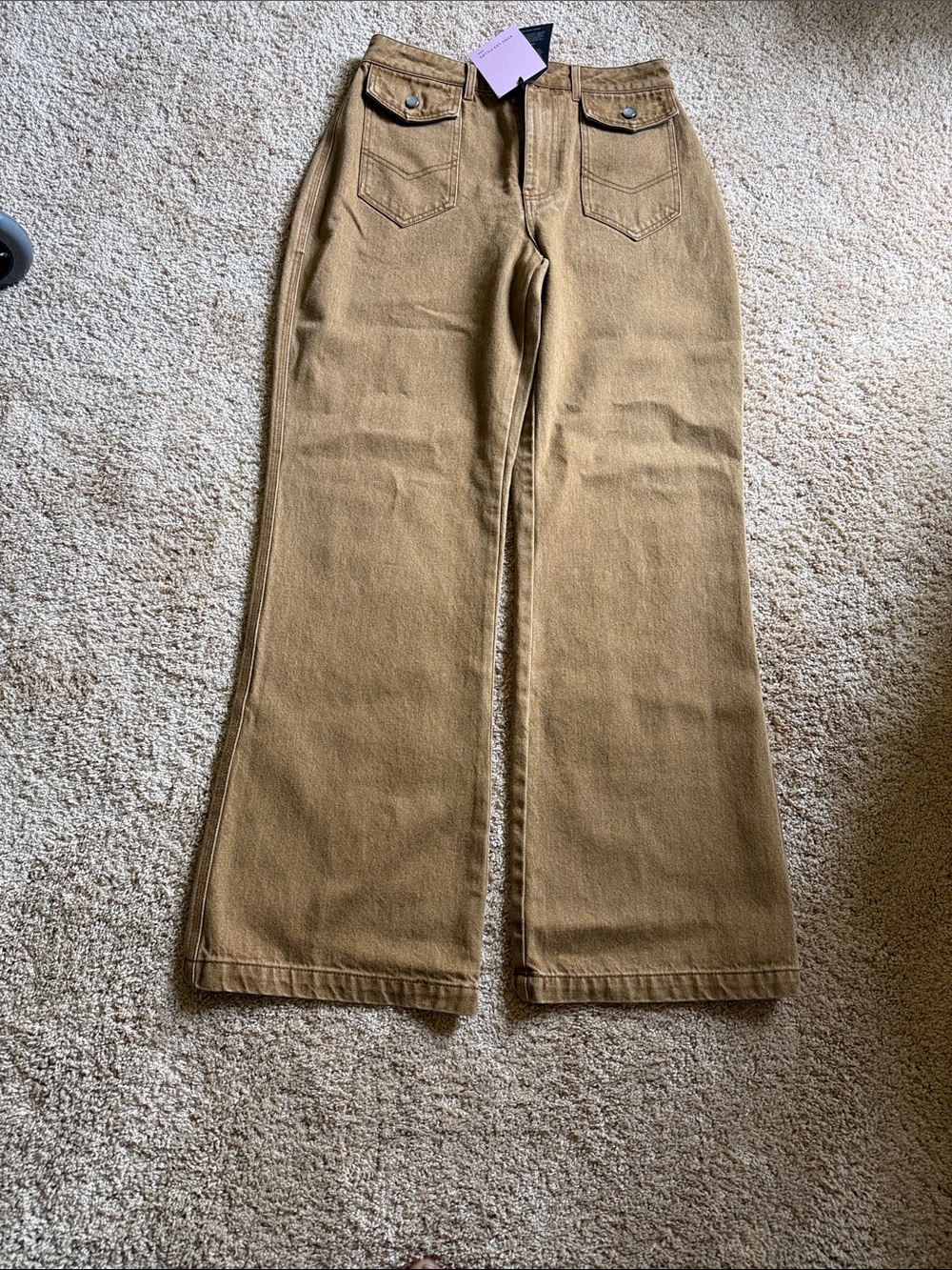 Avec Les Filles High-Rise Wide-Leg Jeans in Camel Brown